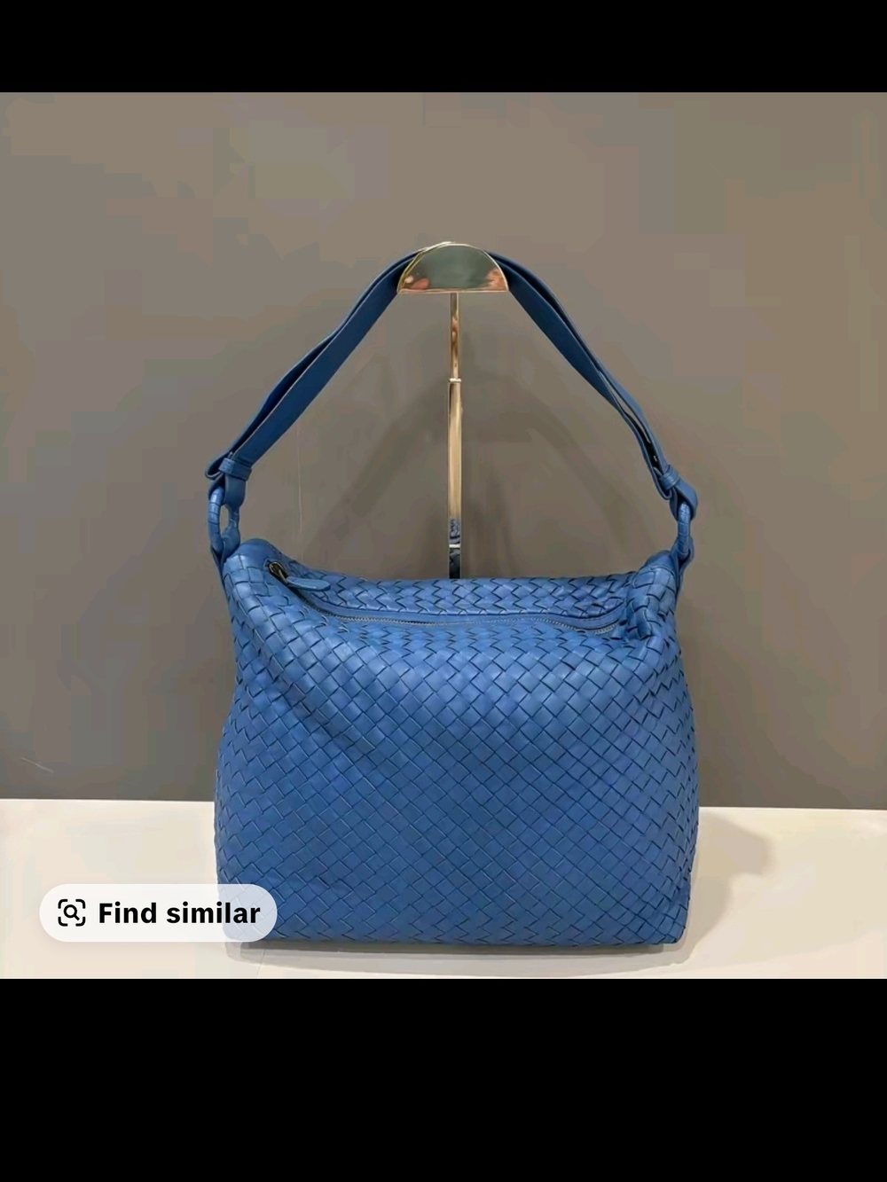 Bottega Venetta Blue Woven Leather Shoulder Bag